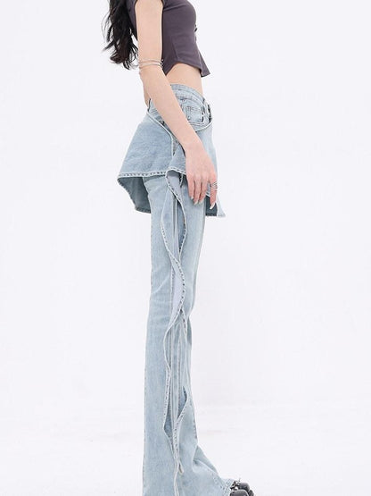 QIUQIU STUDIO Tall Faux Layered Micro Flare Women&