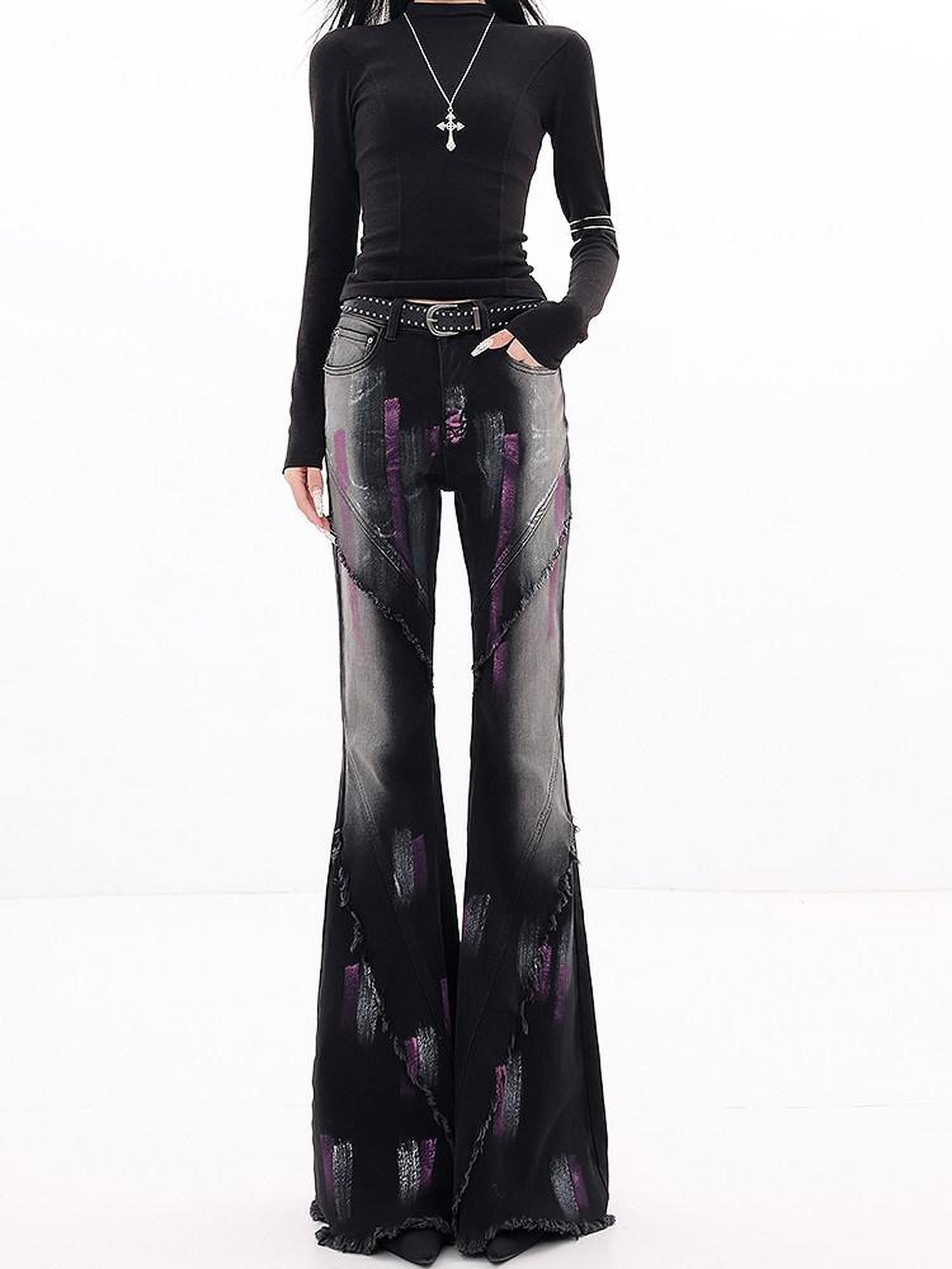 QIUQIU STUDIO Tall Hand Painted Graffiti Distressed Women&