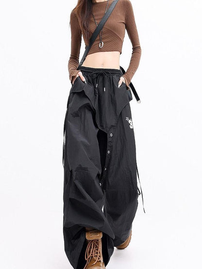 QIUQIU STUDIO Tall Layered Asymmetric Cargo Pocket Elastic Waist Women&