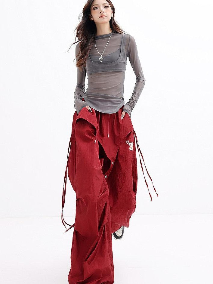 QIUQIU STUDIO Tall Layered Asymmetric Cargo Pocket Elastic Waist Women&