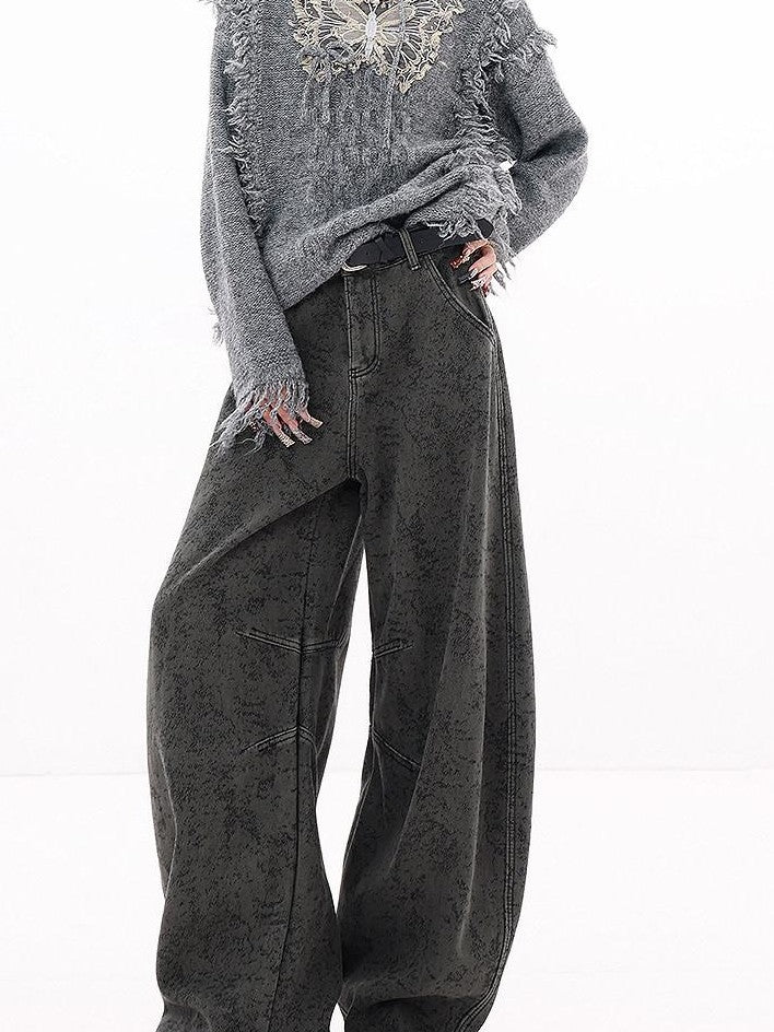 QIUQIU STUDIO Tall Leopard Jacquard Natural Waist Pockets Fleece Lined Women&