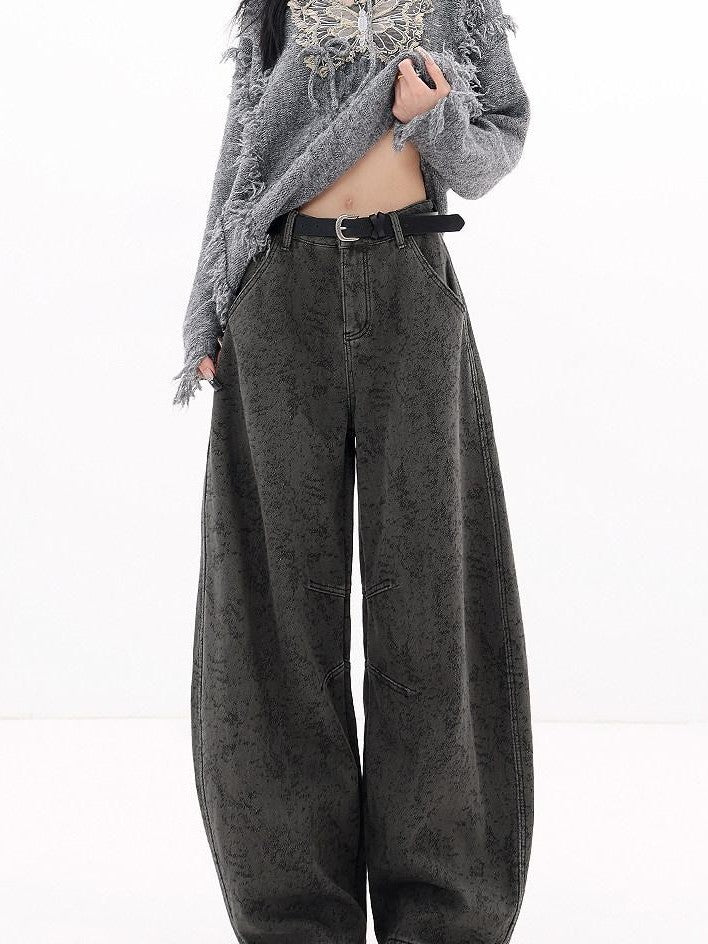QIUQIU STUDIO Tall Leopard Jacquard Natural Waist Pockets Fleece Lined Women&