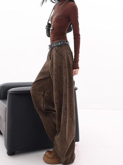 QIUQIU STUDIO Tall Leopard Jacquard Natural Waist Pockets Fleece Lined Women&