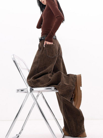 QIUQIU STUDIO Tall Leopard Jacquard Natural Waist Pockets Fleece Lined Women&
