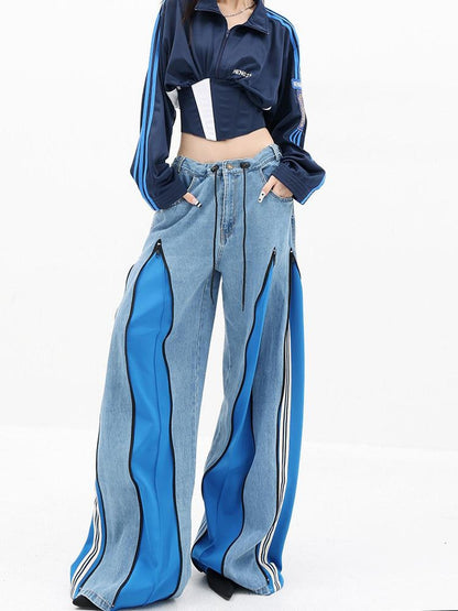 QIUQIU STUDIO Tall Patchwork Colorblock Zipper Women&