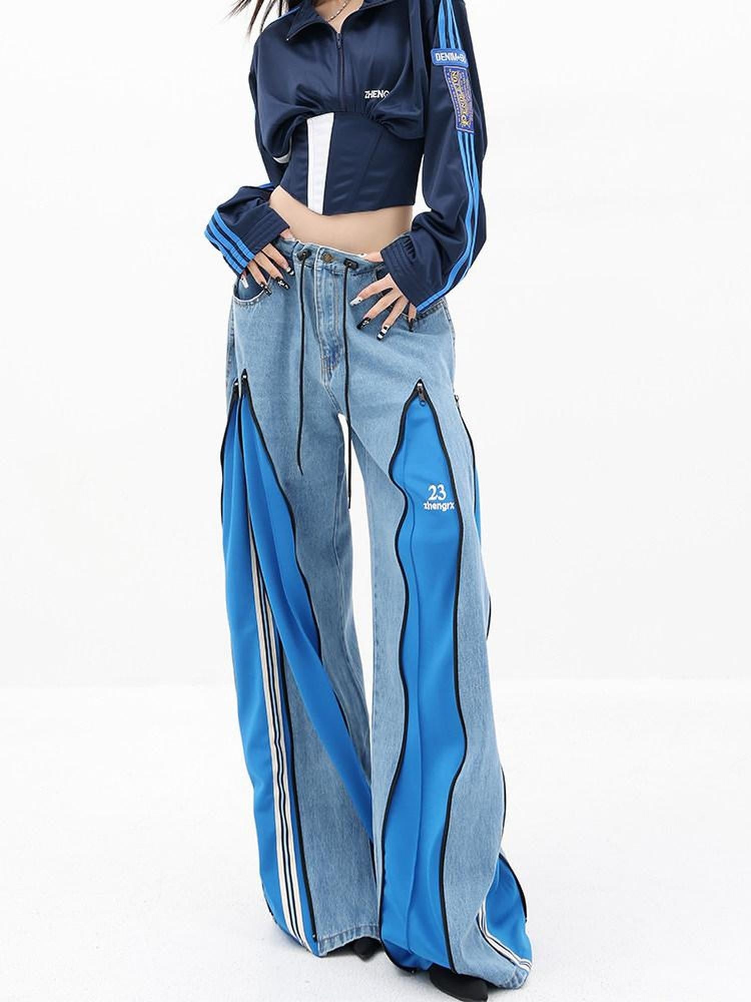QIUQIU STUDIO Tall Patchwork Colorblock Zipper Women&