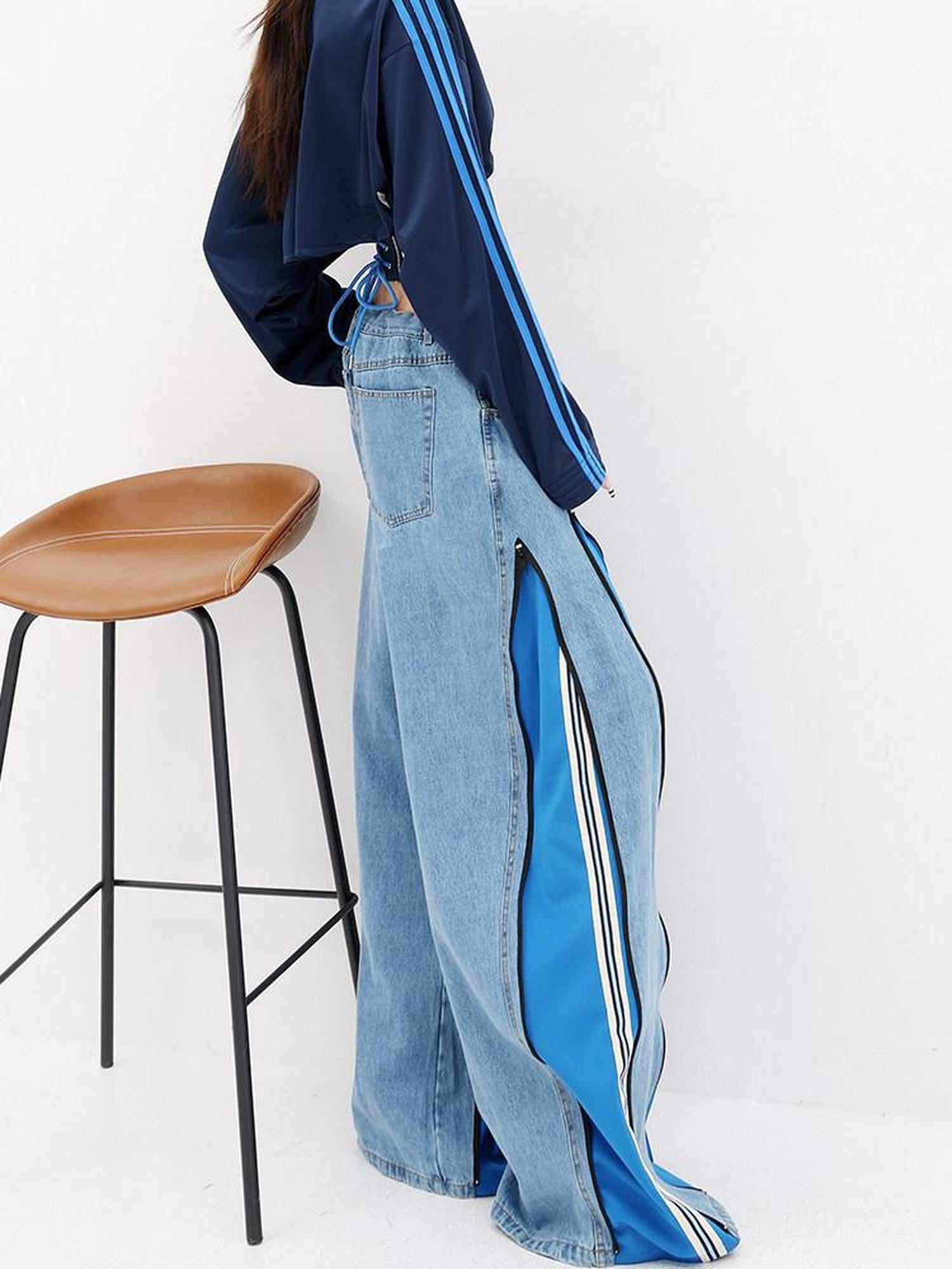 QIUQIU STUDIO Tall Patchwork Colorblock Zipper Women&