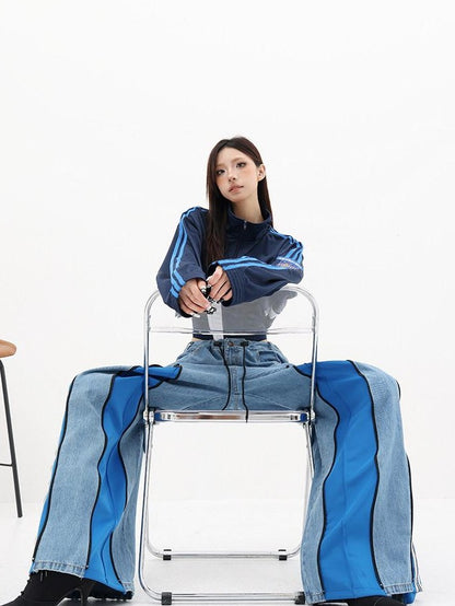 QIUQIU STUDIO Tall Patchwork Colorblock Zipper Women&