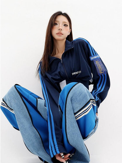 QIUQIU STUDIO Tall Patchwork Colorblock Zipper Women&