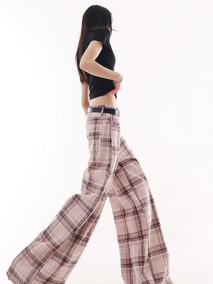 QIUQIU STUDIO Tall Pink Plaid Relaxed Pocketed Women&