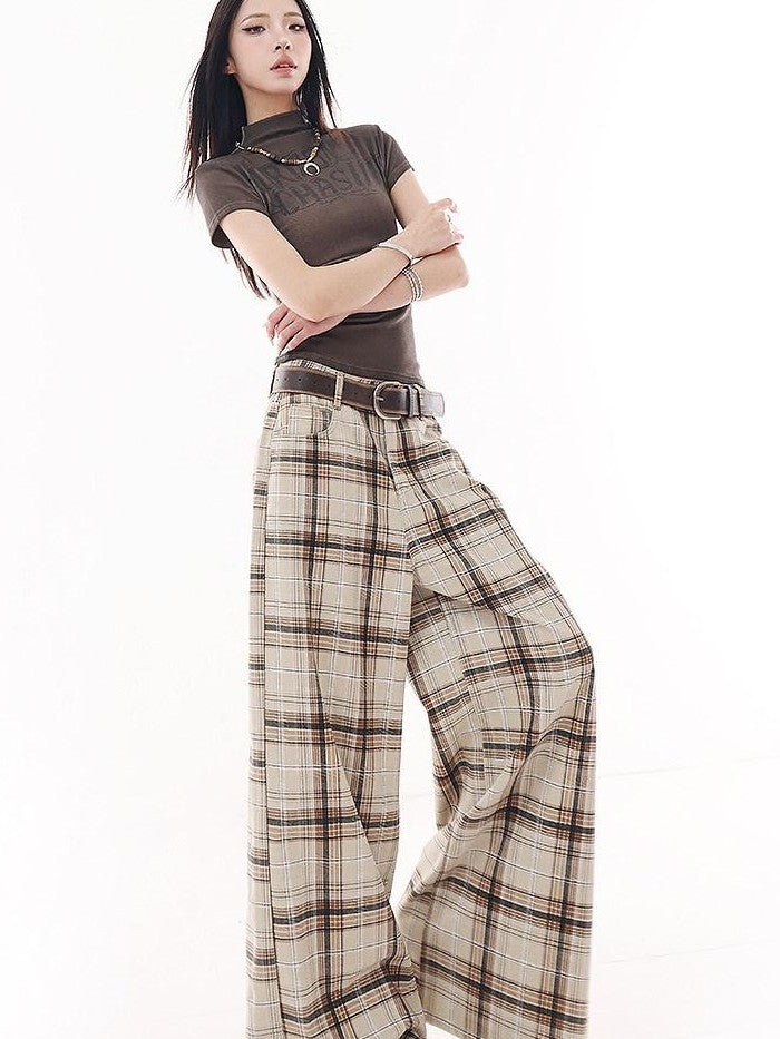 QIUQIU STUDIO Tall Pink Plaid Relaxed Pocketed Women&