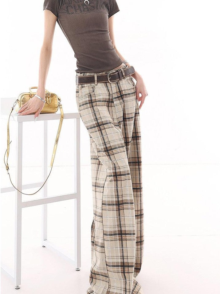 QIUQIU STUDIO Tall Pink Plaid Relaxed Pocketed Women&