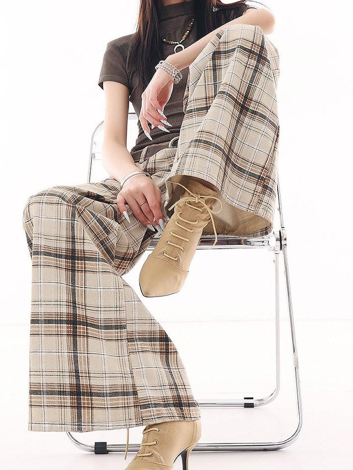 QIUQIU STUDIO Tall Pink Plaid Relaxed Pocketed Women&