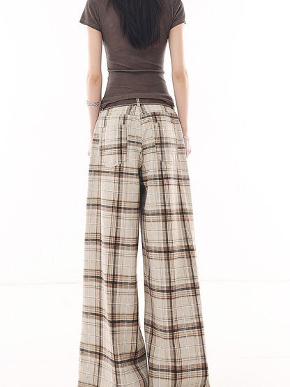 QIUQIU STUDIO Tall Pink Plaid Relaxed Pocketed Women&