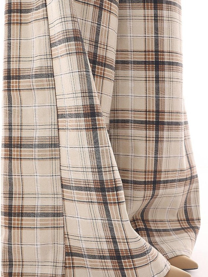 QIUQIU STUDIO Tall Pink Plaid Relaxed Pocketed Women&