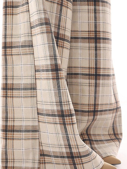 QIUQIU STUDIO Tall Pink Plaid Relaxed Pocketed Women&