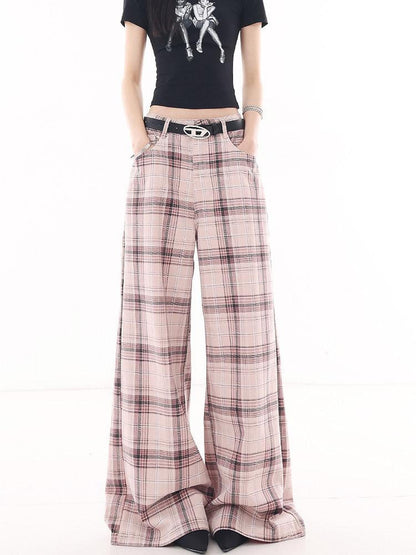 QIUQIU STUDIO Tall Pink Plaid Relaxed Pocketed Women&