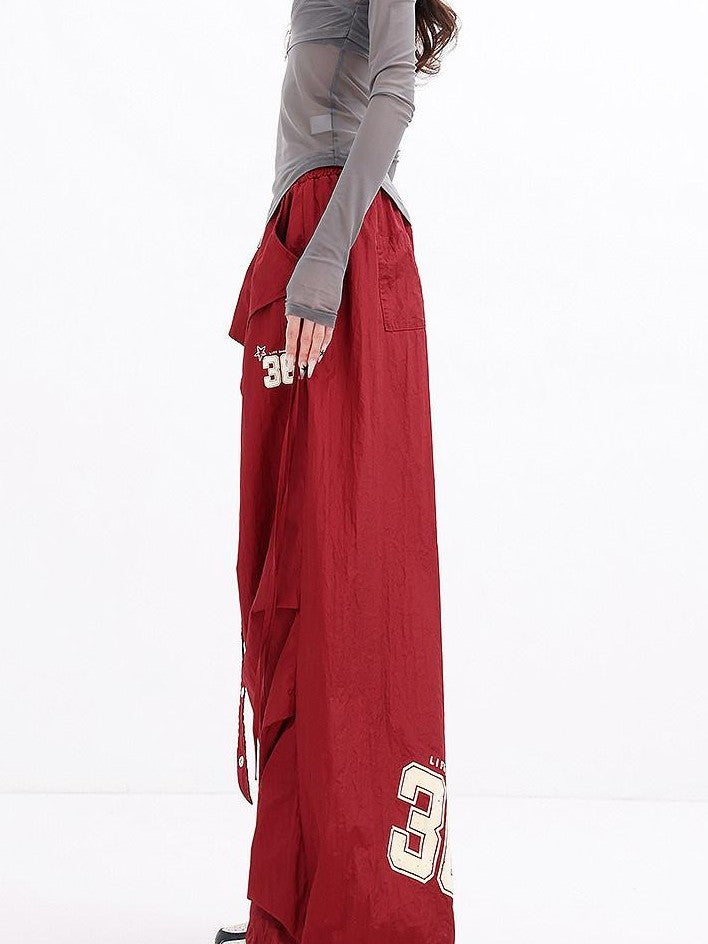QIUQIU STUDIO Tall Printed Asymmetric Cargo Drawstring Pockets Women&