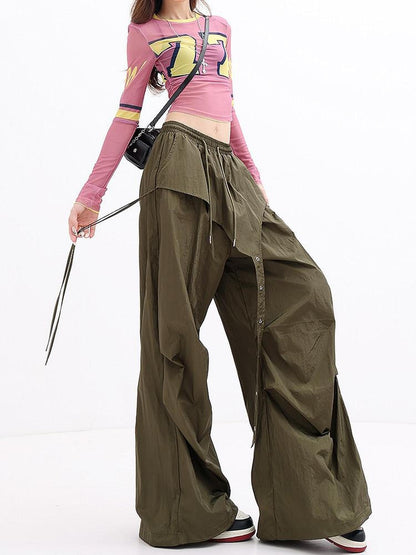 QIUQIU STUDIO Tall Printed Asymmetric Cargo Drawstring Pockets Women&
