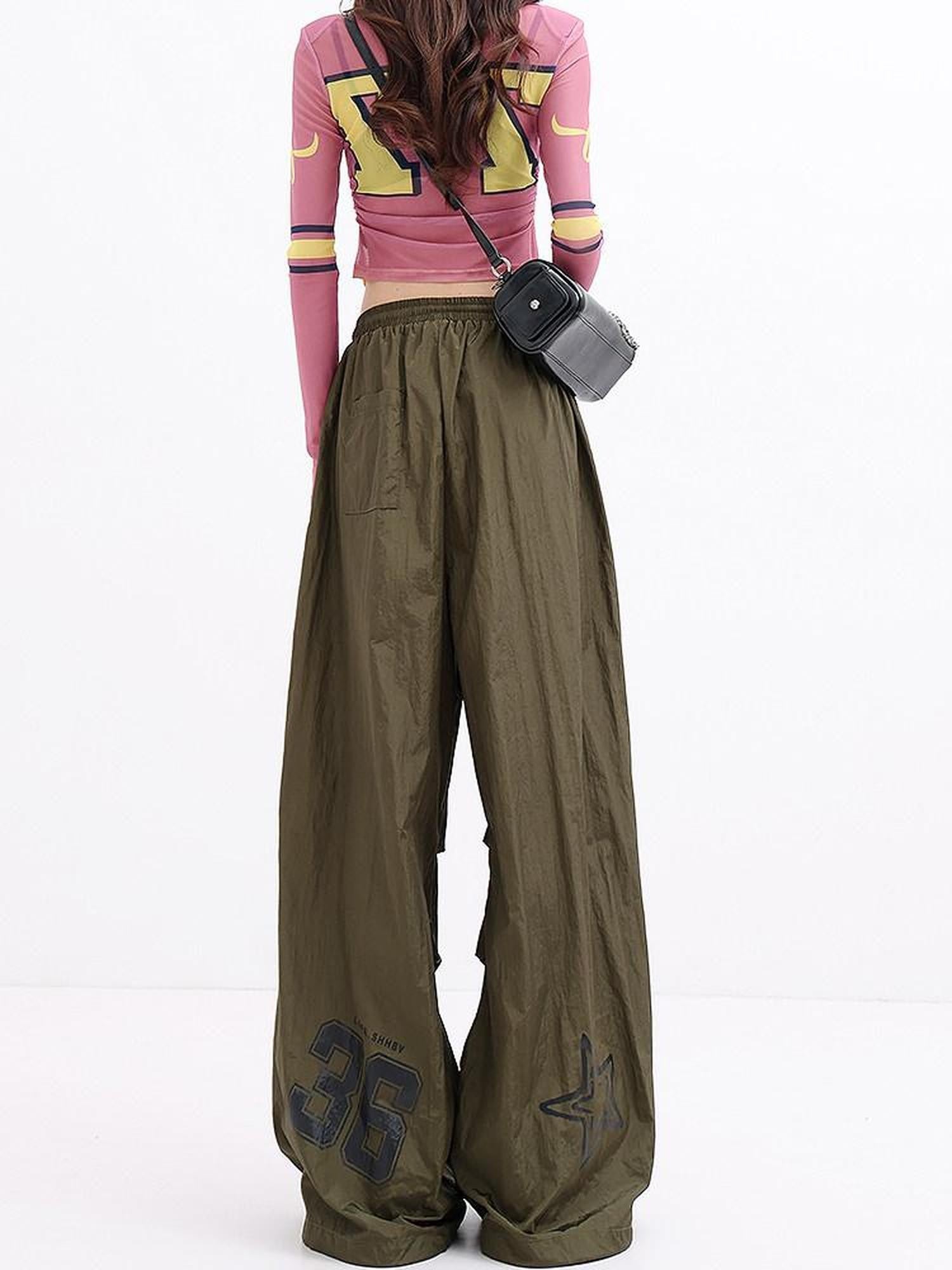 QIUQIU STUDIO Tall Printed Asymmetric Cargo Drawstring Pockets Women&
