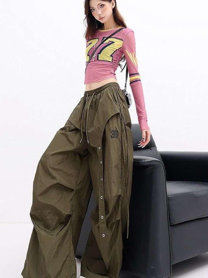 QIUQIU STUDIO Tall Printed Asymmetric Cargo Drawstring Pockets Women&