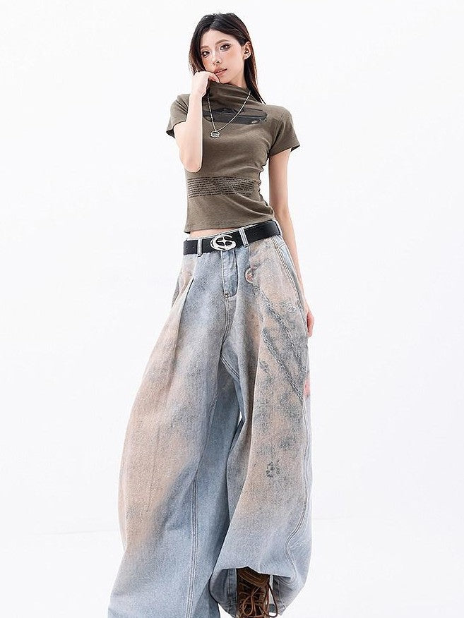 QIUQIU STUDIO Tall Printed Distressed Drapey Loose Women&