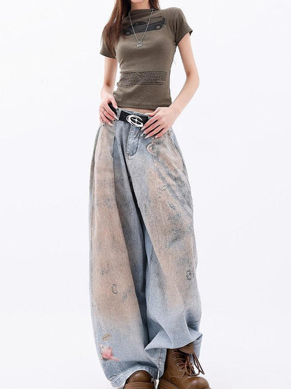 QIUQIU STUDIO Tall Printed Distressed Drapey Loose Women&