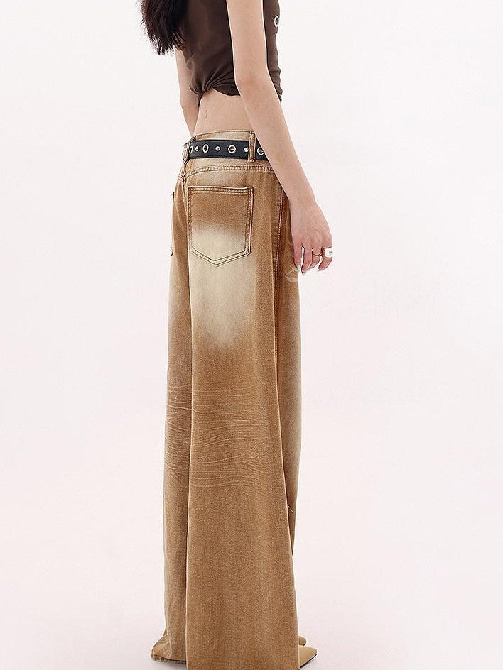 QIUQIU STUDIO Tall Washed Gradient Patchwork Natural Waist Women&