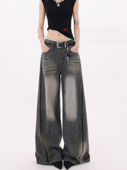 QIUQIU STUDIO Tall Washed Gradient Patchwork Natural Waist Women&