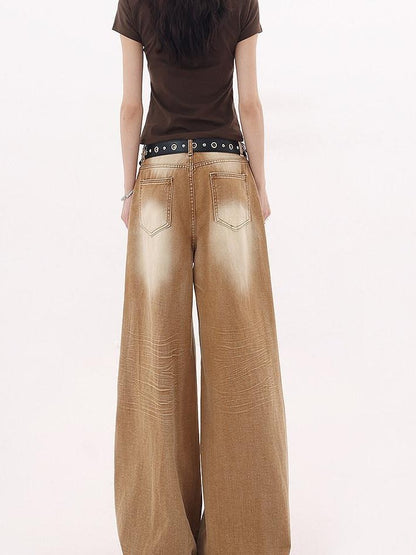 QIUQIU STUDIO Tall Washed Gradient Patchwork Natural Waist Women&