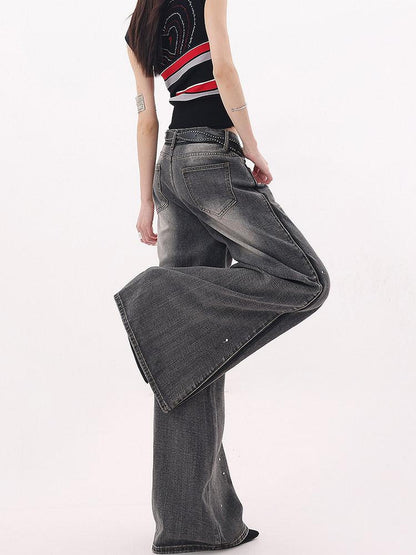 QIUQIU STUDIO Tall Washed Gradient Patchwork Natural Waist Women&