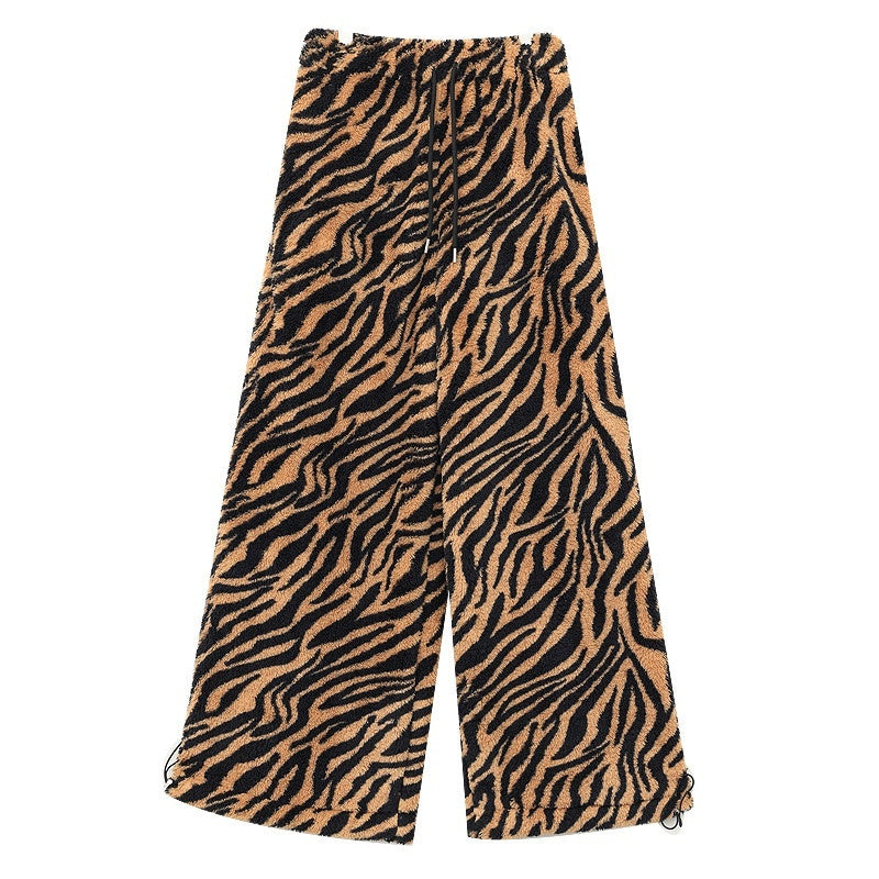 QIUQIU_STUDIO_Tiger_Print_Contrast_Stand_Collar_Fleece_Lined_Relaxed_Women&