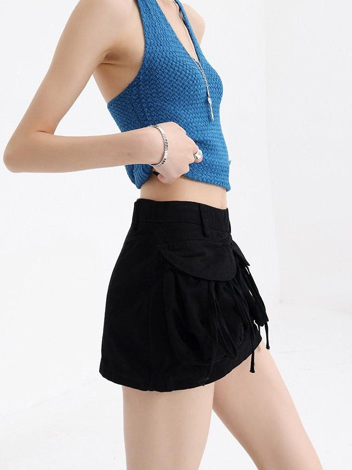 QIUQIU STUDIO Tulip Reversible Utility A Line Hip Hugging Solid Women&