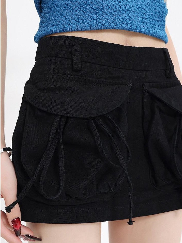 QIUQIU STUDIO Tulip Reversible Utility A Line Hip Hugging Solid Women&