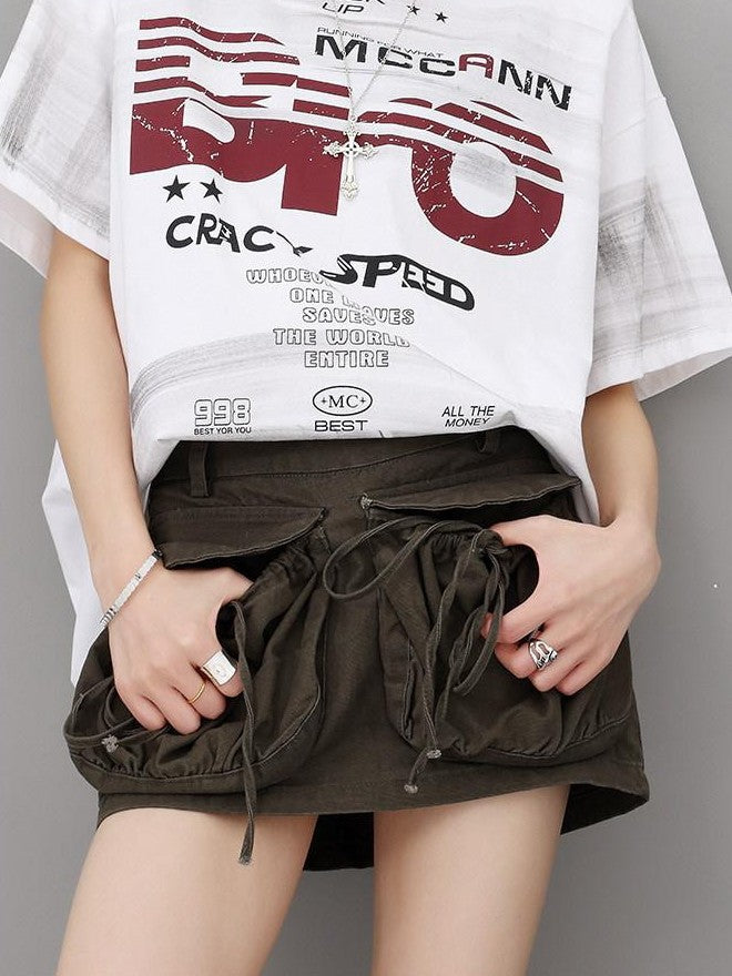 QIUQIU STUDIO Tulip Reversible Utility A Line Hip Hugging Solid Women&