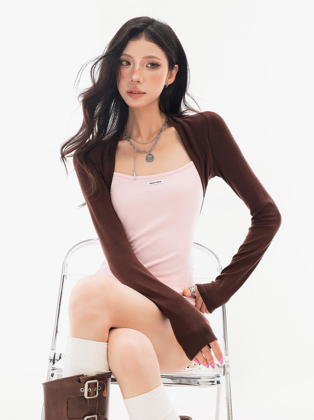 QIUQIU STUDIO Two Piece Color Block Paneled Slim Fit Women&
