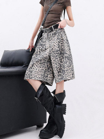 QIUQIU STUDIO Vintage Distressed Leopard Print A Line Women&
