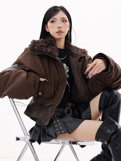 QIUQIU STUDIO Vintage Patchwork Cinched Waist Turn Down Collar Women&