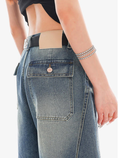 QIUQIU STUDIO Vintage Washed Distressed Tassel Ripped Women&