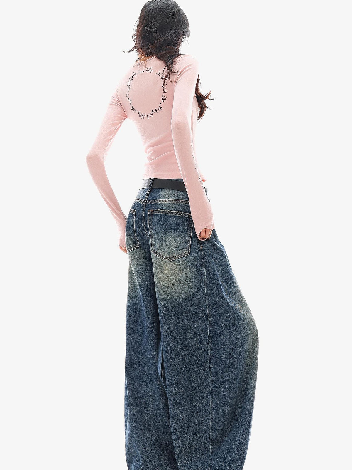 QIUQIU STUDIO Washed Curved Frayed Women&