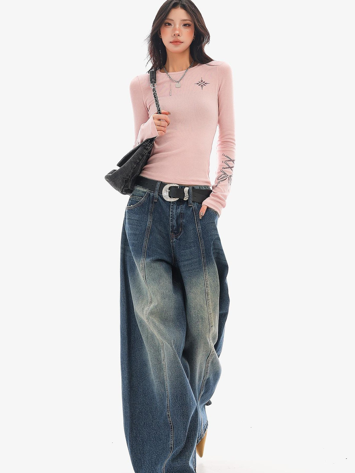 QIUQIU STUDIO Washed Curved Frayed Women&