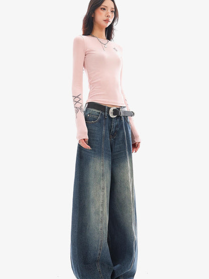 QIUQIU STUDIO Washed Curved Frayed Women&