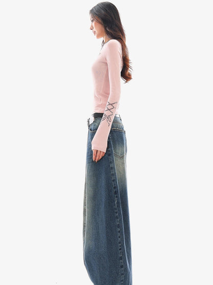 QIUQIU STUDIO Washed Curved Frayed Women&