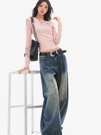 QIUQIU STUDIO Washed Curved Frayed Women&