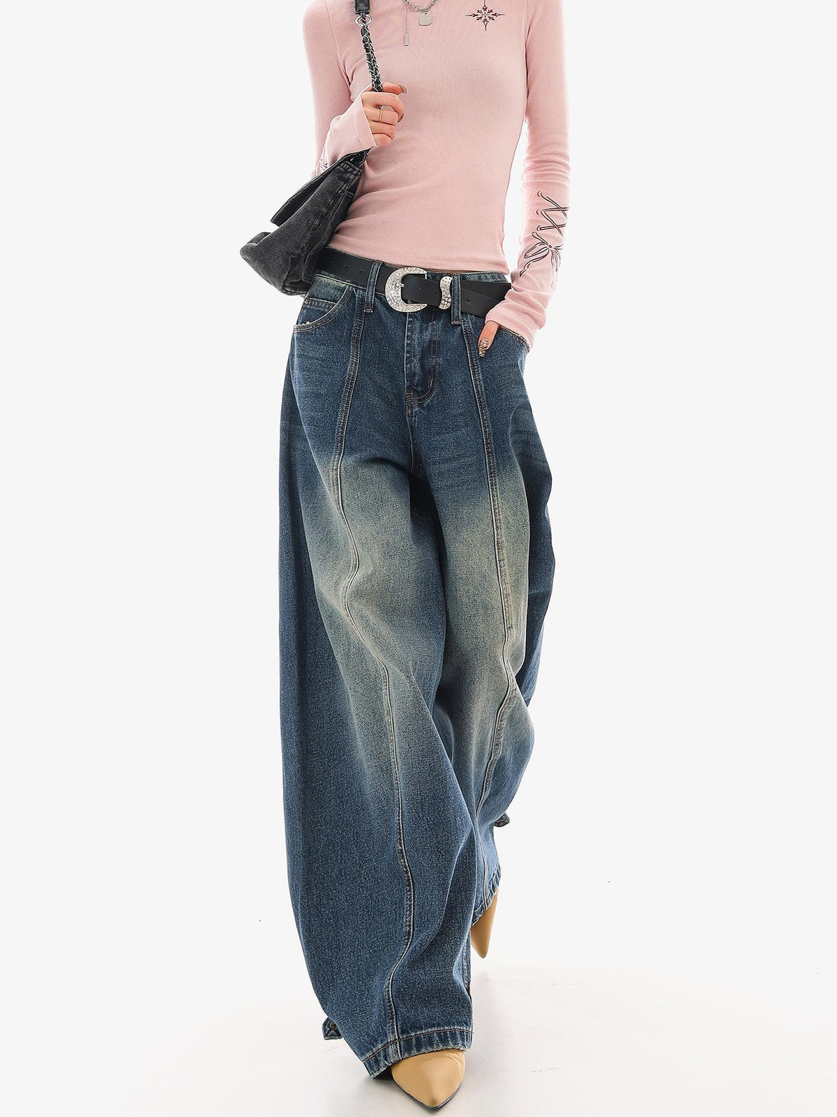 QIUQIU STUDIO Washed Curved Frayed Women&