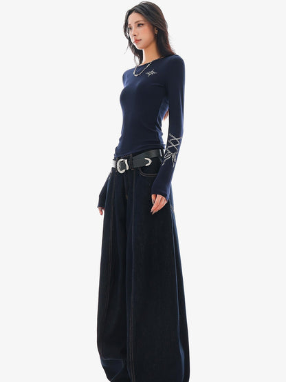 QIUQIU STUDIO Washed Curved Frayed Women&