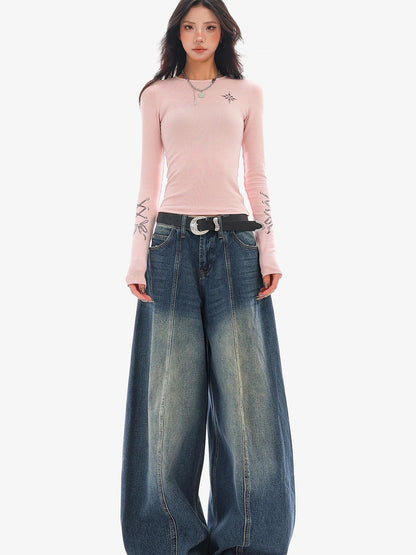 QIUQIU STUDIO Washed Curved Frayed Women&