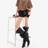 QIUQIU_STUDIO_Washed_Distressed_Belted_Frayed_Hem_Ripped_Skinny_Women&