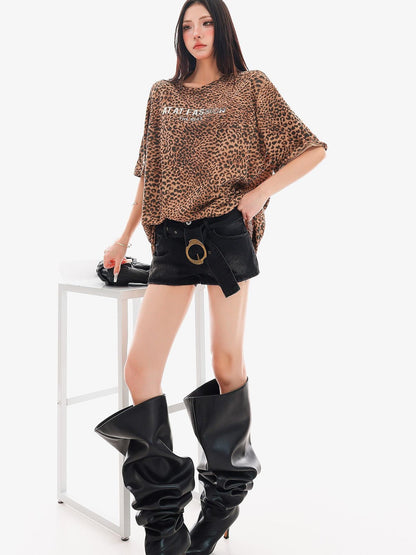QIUQIU STUDIO Washed Distressed Belted Frayed Hem Ripped Skinny Women&