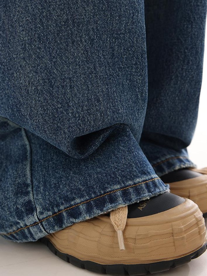 QIUQIU STUDIO Washed Distressed Dark Casual Pocket Women&